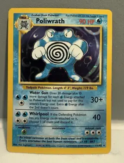 Pokemon TCG Poliwrath Holo Rare Card 13/102 Base Set - Image 1