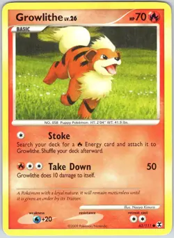 Growlithe 63/111 Common Rising Rivals Pokemon LP - Image 1