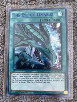 Yugioh The Eye of Timaeus DLCS-EN007 Ultra Rare 1st Ed BLUE NM - Image 1