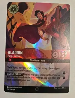 ALADDIN Heroic Outlaw 211/204 ENCHANTED FOIL 2023 Disney Lorcana First Chapter - Image 2