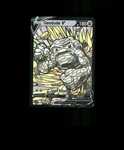 FAN-ART READ DESCRIPTION BELOW HOLO GEODUDE Card Stained Glass Pokemon Card p1 - Image 1