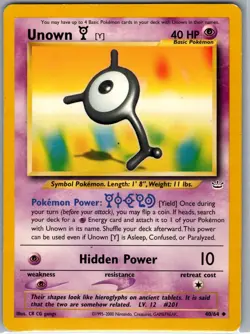 Unown [Y] 40/64 Non Holo Neo Revelation - Pokemon Card - LP - Image 1