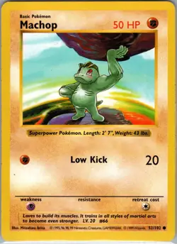 Machop 52/102 Base Set (Shadowless) - Pokemon Card - NM - Image 1