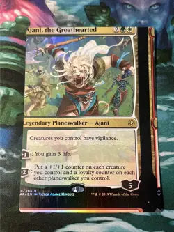 MTG NFC "miscut" War of the Spark Foil Ajani, the Greathearted #2 - Image 1
