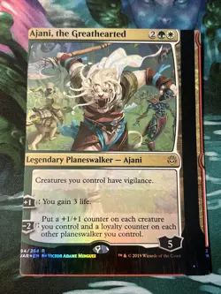 MTG NFC "miscut" War of the Spark Foil Ajani, the Greathearted #3 - Image 1