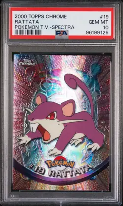 2000 TOPPS CHROME POKEMON T.V. 19 RATTATA - SPECTRA! | NEW CERT | PSA 10 - Image 1