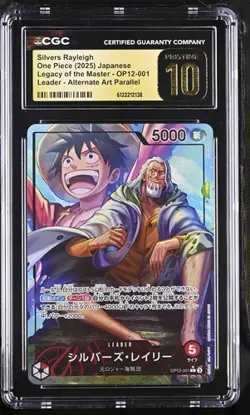 ✨ CGC 10 Pristine One Piece Silvers Rayleight OP12-001 L Alt Art Japanese Luffy - Image 1