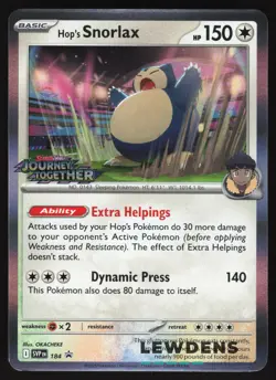 Hop's Snorlax - SVP 184 - Journey Together Prerelease Promo - Pokemon Card 4 - Image 1
