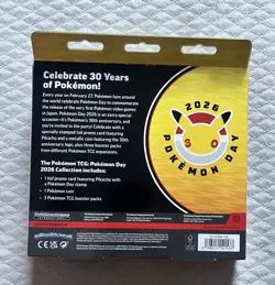 Sealed 30th Anniversary Pokemon Day 2026 Box w/ Pikachu Promo & Coin. In Hand - Image 3