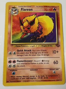 Flareon 19/64 Jungle Unlimited Non-Holo Rare Vintage Pokemon TCG Card LP - Image 1