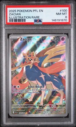 Zacian 100/094 Illustration Rare Pfl En-phantasmal Flames Pokemon PSA 8 - Image 1