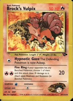 Brock's Vulpix 37/132 Common WOTC Gym Challenge Pokemon - Image 1
