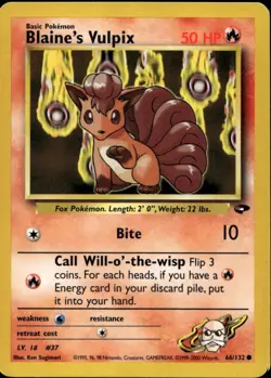 Blaine's Vulpix 66/132 Common WOTC Gym Challenge Pokemon - Image 1