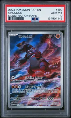 Pokemon TCG Groudon Illustration Rare Holo Card Paradox Rift 199/182 PSA 10 - Image 1