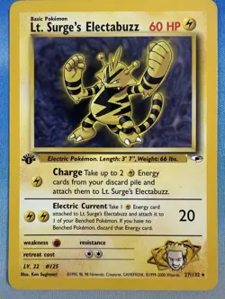 Lt. Surge’s Electabuzz 27/132 1st Edition Gym Heroes WOTC Pokemon Card - Image 1