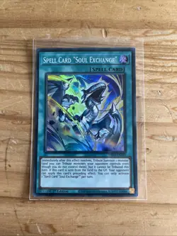 YUGIOH INFO-EN100 Spell Card Soul Exchange Super Rare 1st Edition NM - Image 1