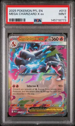 2025 Pokemon Pfl En-Phantasmal Flames #013 Mega Charizard X Ex PSA 9 - Image 1