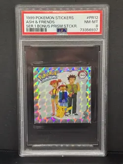 1999 Pokemon Stickers Ash & Friends Series 1 Bonus Prism Sticker PSA 8 - Image 1