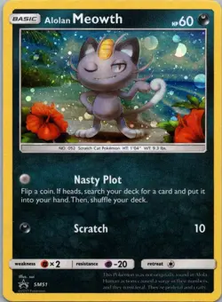 Pokemon TCG Alolan Meowth SM51 SM Black Star Promos Cosmos Holo NM - Image 1
