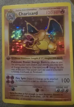 Charizard Base Set Shadowless 1st Edition Holo 004/102 120HP Pokemon TCG English - Image 1