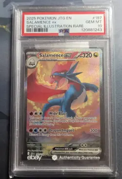 2025 Pokemon Journey Together Salamence EX #187 Special Illustration Rare PSA 10 - Image 1