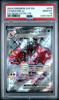 Pokemon Svp En-Sv Black Star Promo #074 Charizard Ex Paldean Fates Tin PSA 10 - Image 1