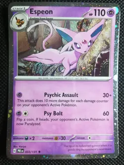 Pokemon! Espeon Cosmos Holo 033/131 Prismatic Evolution Costco Exclusive NM/LP - Image 1