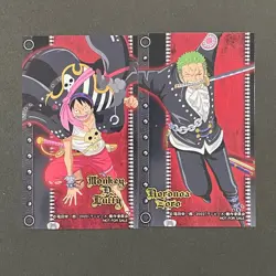 S1027 Luffy & Zoro Japanese One Piece Film Red Stickers 2" x 4" - Image 1