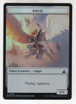 MTG Ravnica Remastered Double Sided Foil Token Card #3 Angel // #15 Elf Knight - Image 1