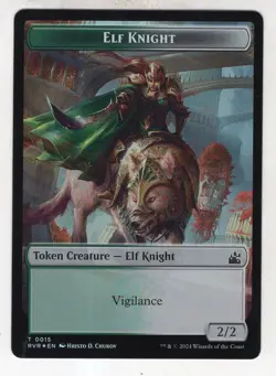 MTG Ravnica Remastered Double Sided Foil Token Card #3 Angel // #15 Elf Knight - Image 2