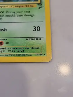 Scyther Base Set 2 Holo Rare No. 17/130 Pokemon Card - 2000 NM - Image 3