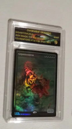 RARE GRADED 9 FOIL FULL ART GIGANTOSAURUS 10/10 MAGIC THE GATHERING CARD WOW - Image 1