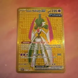 Pokemon Iron Valiant ex Gold Hyper Rare 261/182 Paradox Rift NM - Image 1
