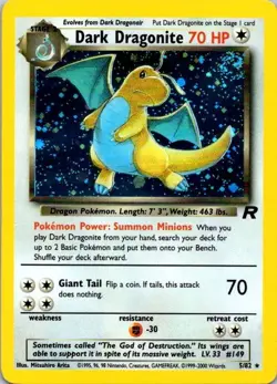 Pokemon TCG Dark Dragonite 5/82 Team Rocket Holo Unlimited NM/LP SWIRL (SKU 1-4) - Image 1