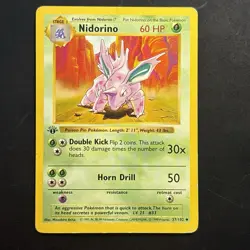 Pokemon Vintage 1st Edition Nidorino 037/102 Base Set (Shadowless) 1999 Wotc - Image 1