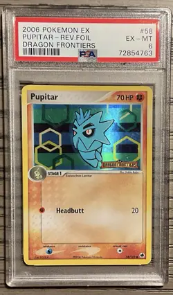 2006 Pokemon Pupitar Rev Foil EX Dragon Frontiers PSA 6 - Image 1