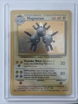 Pokemon TCG Magneton Base Set Holo Unlimited Rare Card 9/102 WOTC - Image 1