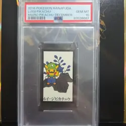 PSA 10 Pokemon HANAFUDA 2016 LUIGI PIKACHU Mario Pikachu December GEM MINT - Image 3