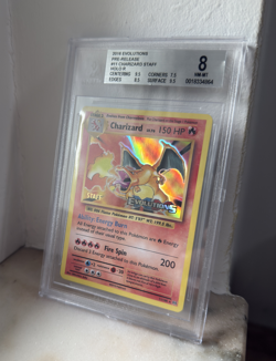 Pokemon Charizard STAFF Pre-Release Promo #11 Evolutions BGS 8 Holo Rare - Image 1