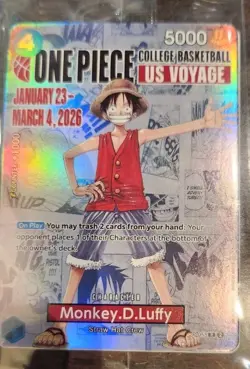 One Piece Promotion Card - Monkey.D.Luffy (055) SEALED College Basketball US NEW - Image 1