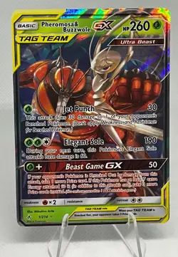 Pokemon Tag Team Pheromosa & Buzzwole GX Holo 1/214 Sun & Moon - Unbroken Bonds - Image 1