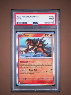 2023 Pokemon Scarlett & Violet English Obsidian Flames Entei 30/197 Holo PSA 9 - Image 1