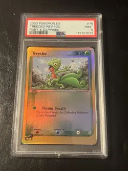 2003 Pokemon Ruby & Sapphire Treecko Reverse Foil 75/109 PSA 9 Mint - Image 1