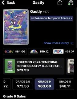 Pokemon Gastly 177/162 SV05 Temporal Forces Illustration Rare Holo PSA 9 - Image 3
