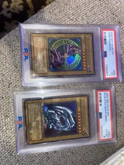 Yu-Gi-Oh! 2002 SDK #001 Blue-Eyes White Dragon PSA 6 EX-MT & Dark Magician PSA 5 - Image 2