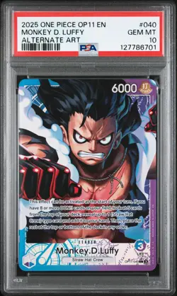 Monkey D Luffy OP11-040 L Alternate Art One Piece A Fist of Divine Speed PSA 10 - Image 1