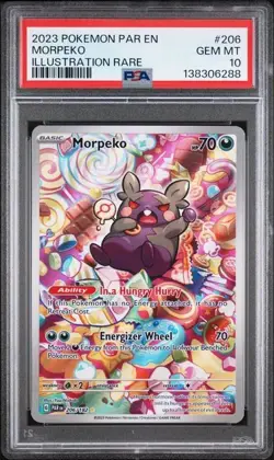 Pokemon TCG Morpeko Illustration Rare Card 206/182 Paradox Rift PSA 10 Gem Mint - Image 1