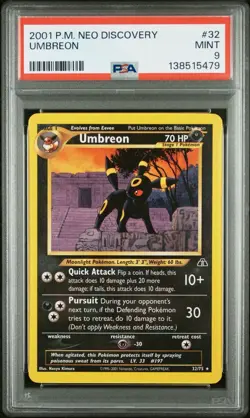 2001 Umbreon Pokemon Neo Discovery #32 PSA 9 - Image 1