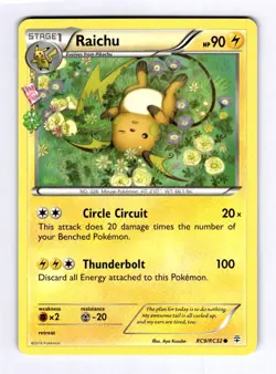 Raichu Generations: Radiant Collection #RC9 (2016) Common NM Pokemon - Image 1