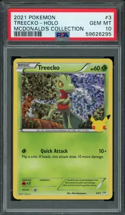 2021 Pokemon McDonald's 25th Anniversary Chikorita + Treecko + Tepig PSA 10 - Image 3